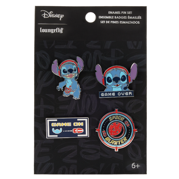 Loungefly Disney Stitch Gamer 4-Piece Pin Set Exclusivité Games Zone